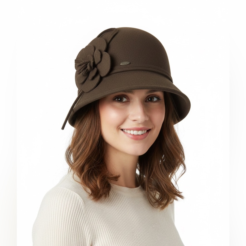 Scala Vintage Style 100% Wool Cloche Hat, Adjustable Band